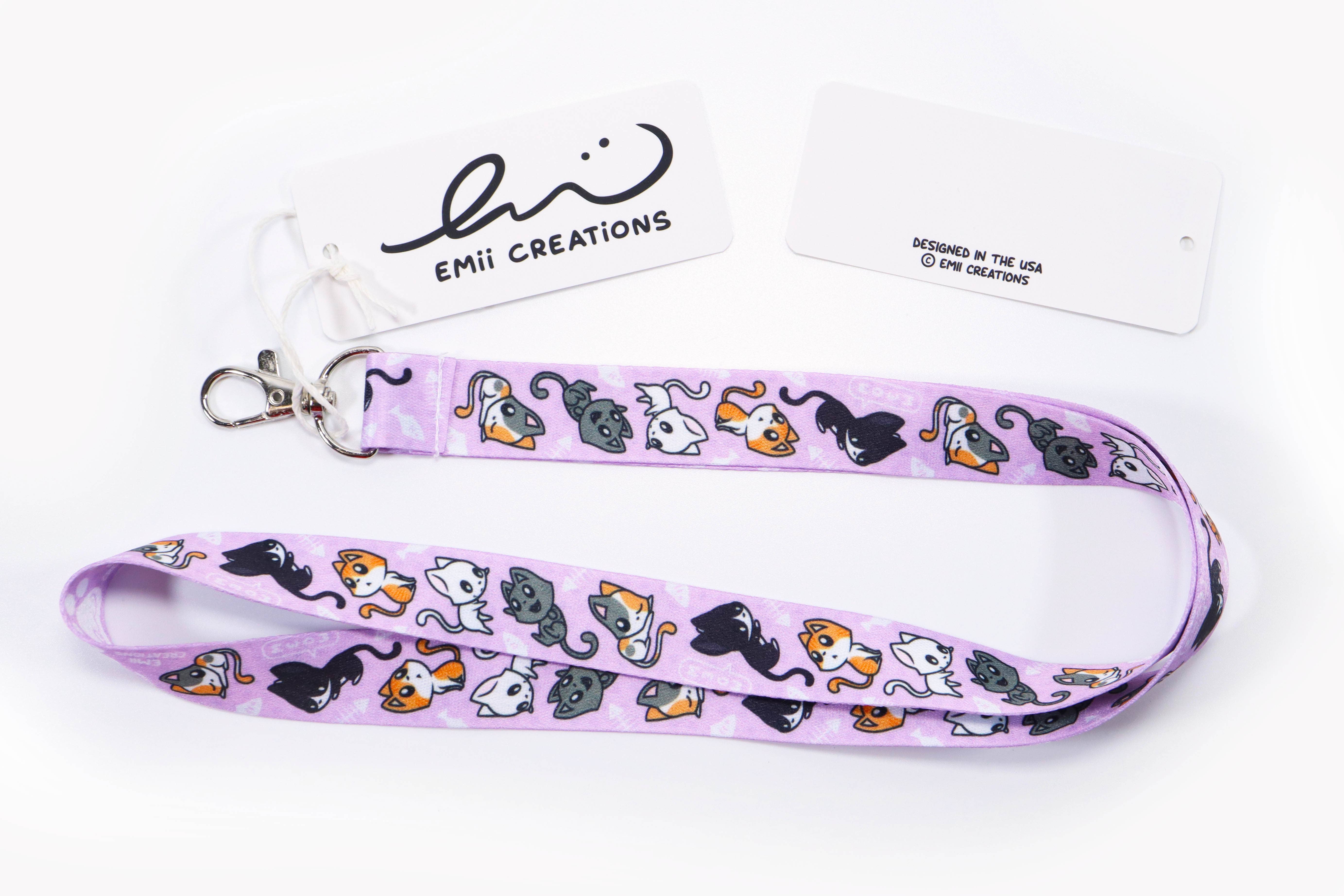 Emii Creations - Wholesale Lanyard - Unisex - Cat Pattern Lanyard Key & ID Holder0