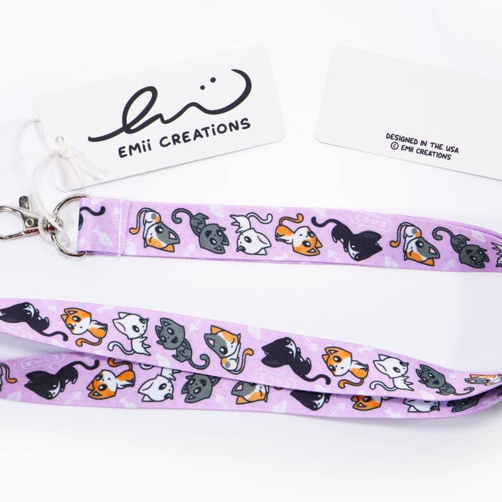 Emii Creations - Wholesale Lanyard - Unisex - Cat Pattern Lanyard Key & ID Holder