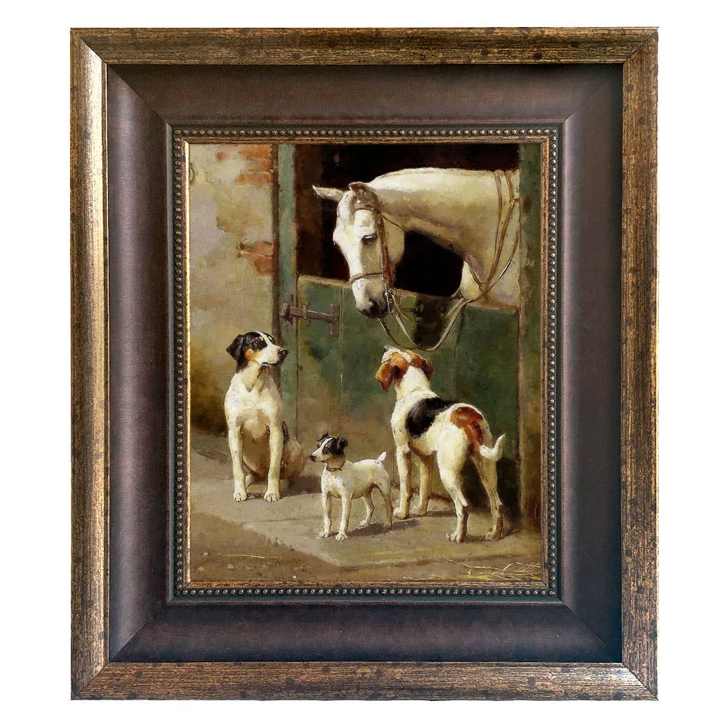 Madison Bay Co. - Historical Home Decor Reproductions - Wholesale Art Print - Dog and Horse at Stable Vintage Painting Print on Canvas58
