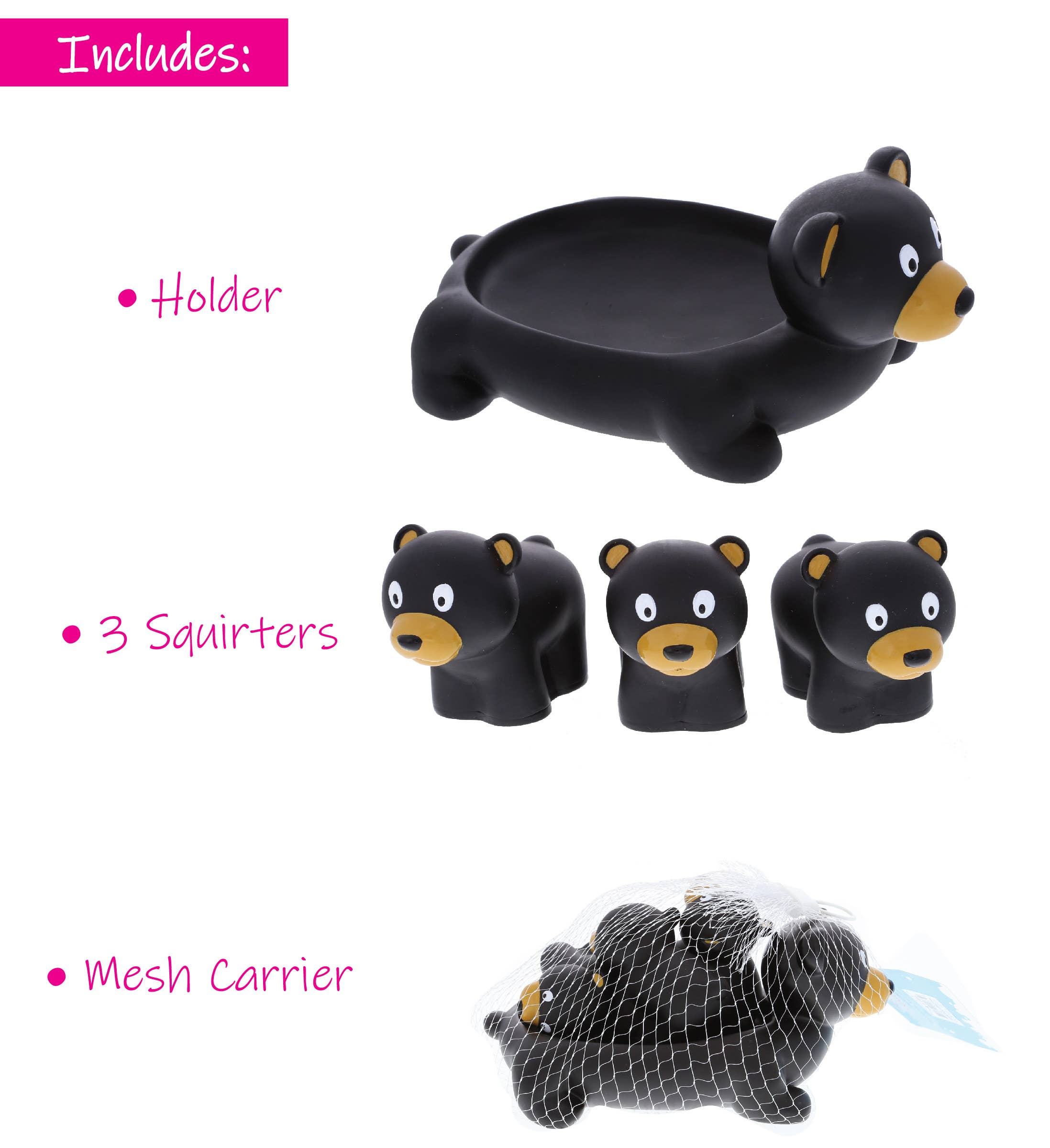 Cota Global – wholesale Bath toy – Baby – Family Bath Buddies - Black Bear3