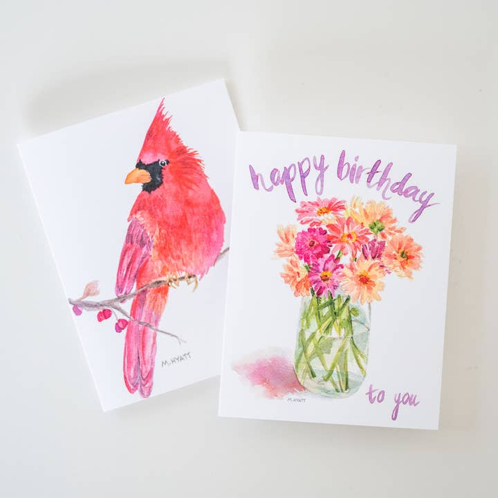 Melissa Hyatt – Großhandel Grußkarten für den Alltag – "Aquarell-Grußkarte Roter Kardinal"4