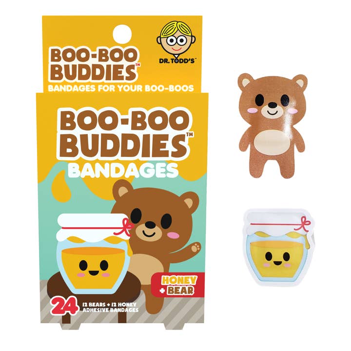 Cerotti per bambini a forma di vaso di miele e orso – Impermeabili, senza lattice, 24 pezzi | Boo-Boo Buddies® di Dr. Todd (Copia) per la vendita all'ingrosso da parte di Boo Boo Buddies