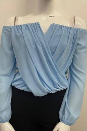 Curve Market - Wholesale Blouse - Women's - PLUS SIZE CHIFFON OFF THE SHOULDER SURPLICE TOP7