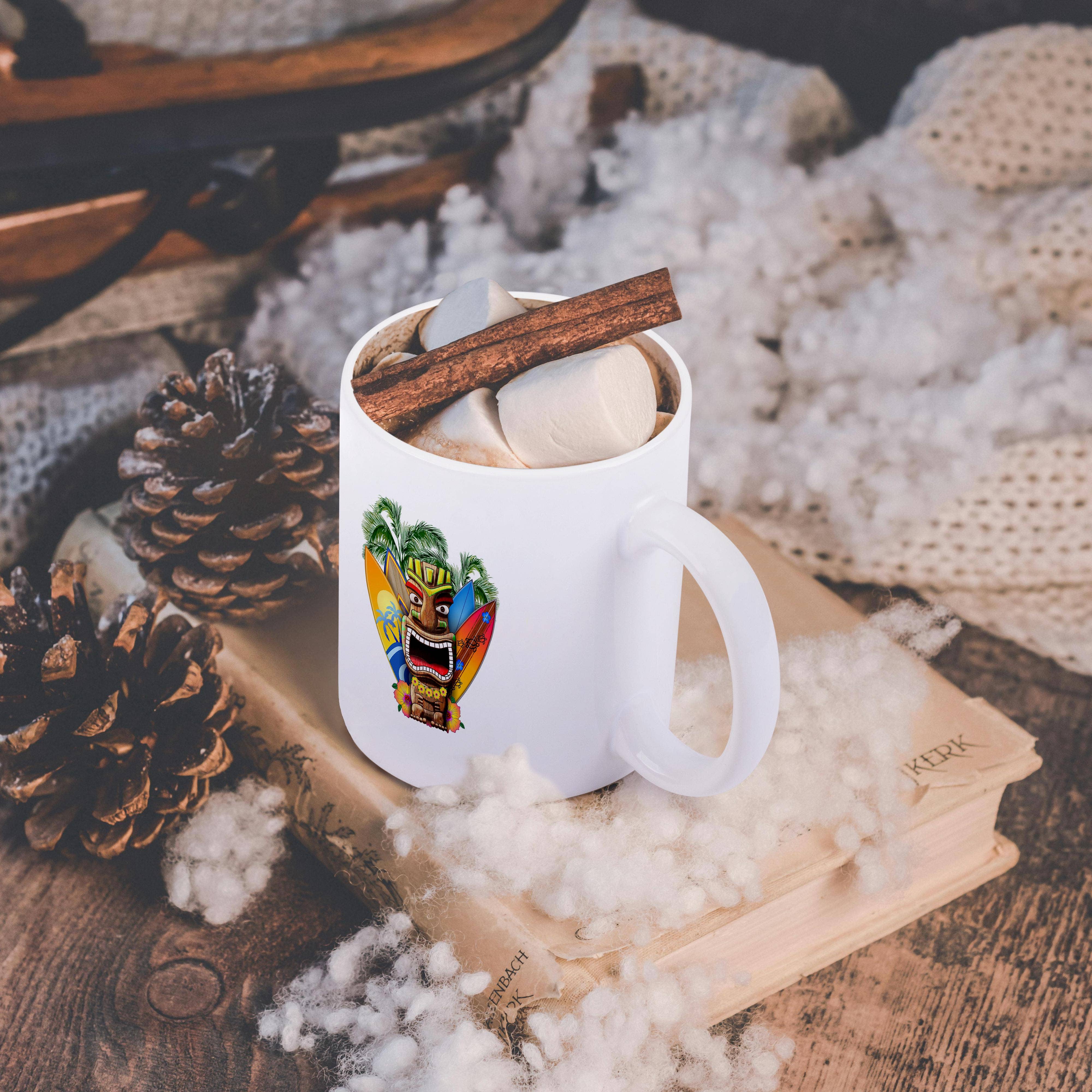 3dRose - Vendita all'ingrosso Tazza - 3dRose, Statua Tiki hawaiana e tavole da surf per chiunque ami le isole., Tazza11