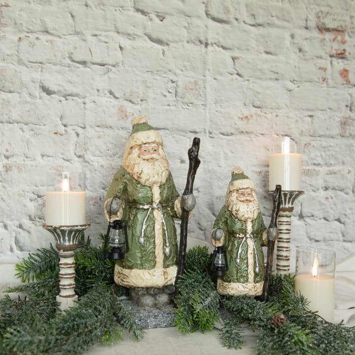 Ragon House – Estatueta decorativa por atacado – PAPAI NOEL VERDE DE 12" C/ LANTERNA2