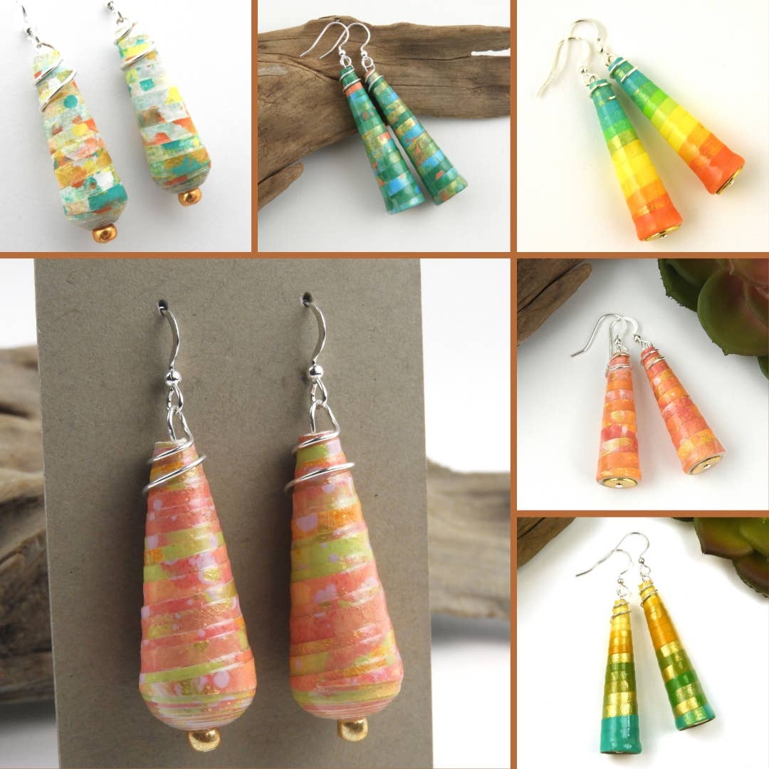 Allison Lake Handmade - Wholesale Dangle Earrings - Eco-Friendly Hand Painted Paper Bead Earrings | Starter Pack6