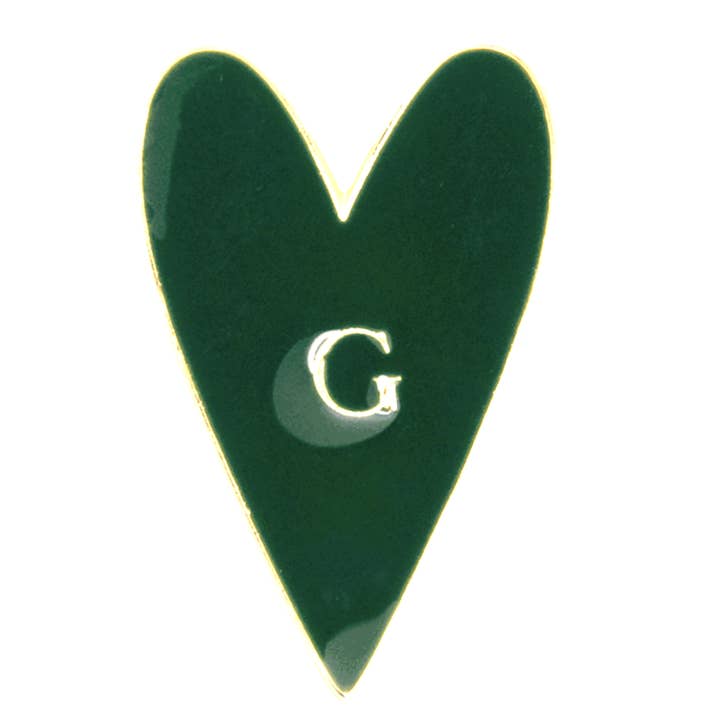 heart pin green for wholesale by Godert Amsterdam