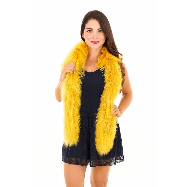 Fennco Styles – Cachecol - Mulher por atacado – Cachecol Ultra Soft de Borrego Mongol Dourado