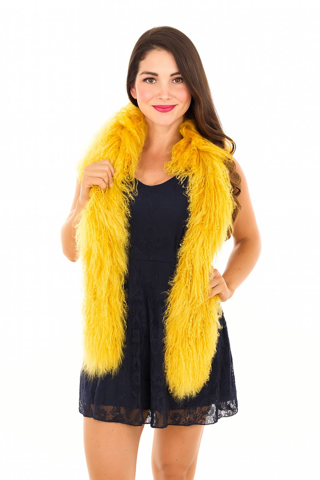 Fennco Styles - Wholesale Scarf - Women's - Gold Mongolian Lamb Fur Ultra Soft Scarf