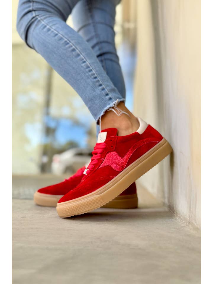 PMK SHOES - Wholesale Lifestyle Sneakers - Women's - Novalis - Red - Handmade Cow Leather Sneakers1