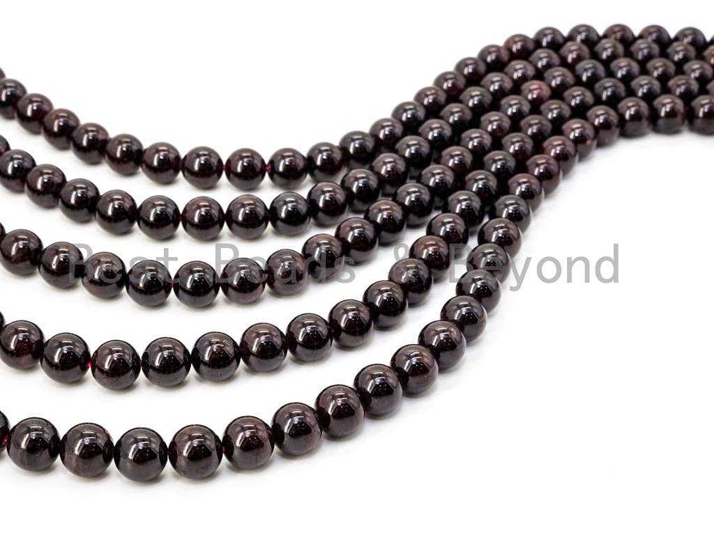 BestBeads&Beyond – Großhandel Perlen – Natürlicher Granat in hoher Qualität, runde glatte Granatperlen1