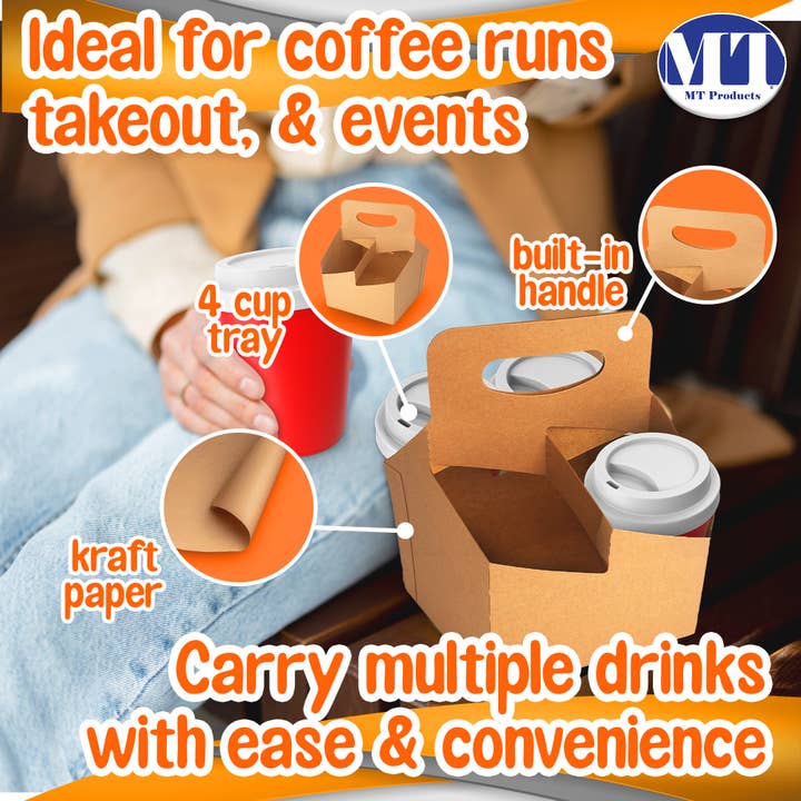 MT Products - Wholesale Food Storage Container - MT Products Brown Paperboard 4 Cups Drink Holder2