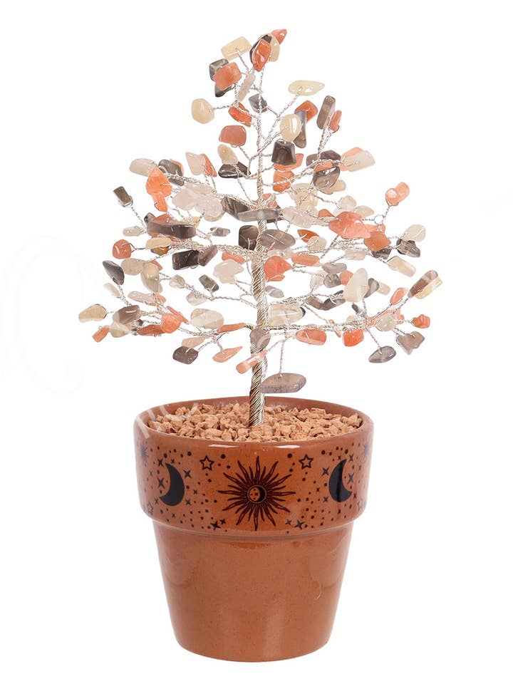 (PC)GEM TRÆ 7-7,5" - KERAMIKPOTTE MÅNESTEN, MULTI MED CEL for engroshandel hos Oceanic Linkways Inc