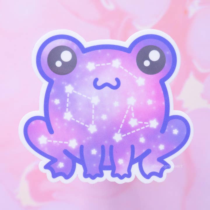 Galaxy Frog Glossy Vinyl Sticker for wholesale by NatGreenArt
