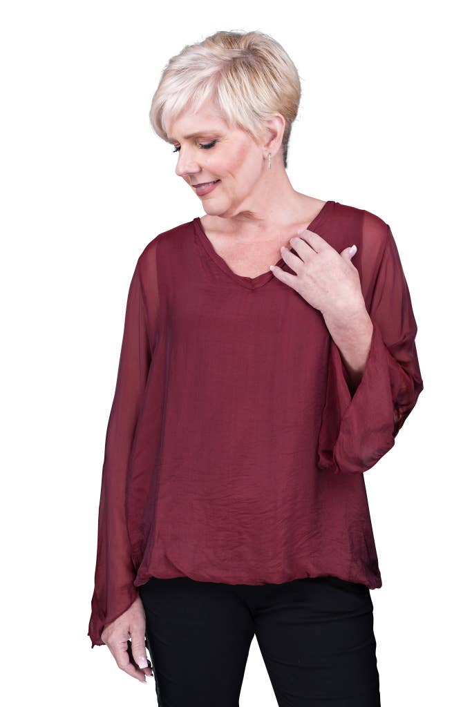 TINA Stephens Italy/Tees By Tina - Wholesale Blouse - Women's - Tiffany Silk Butterfly Bottom Open Wrist (BLS218)16