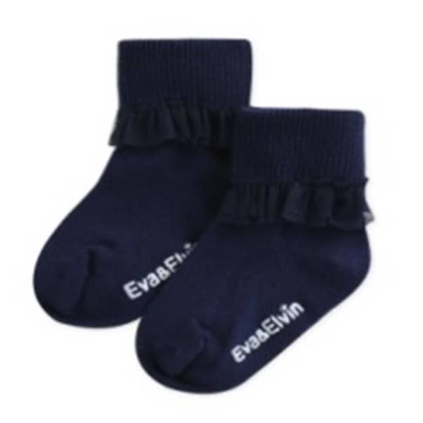 Chiffon Frill -Navy Ankle Socks for wholesale by Vaenait Baby