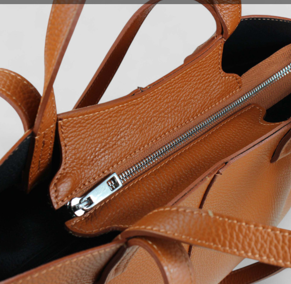 JIJOU CAPRI - Wholesale Weekender Bag - Women's - 041C Italian Leather Camel Travel  Bag w/ Leather Pouch 1