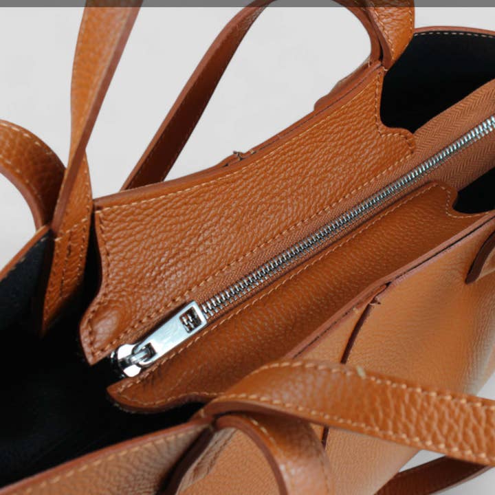 JIJOU CAPRI - Wholesale Weekender Bag - Women's - 041C Italian Leather Camel Travel Bag w/ Leather Pouch 1