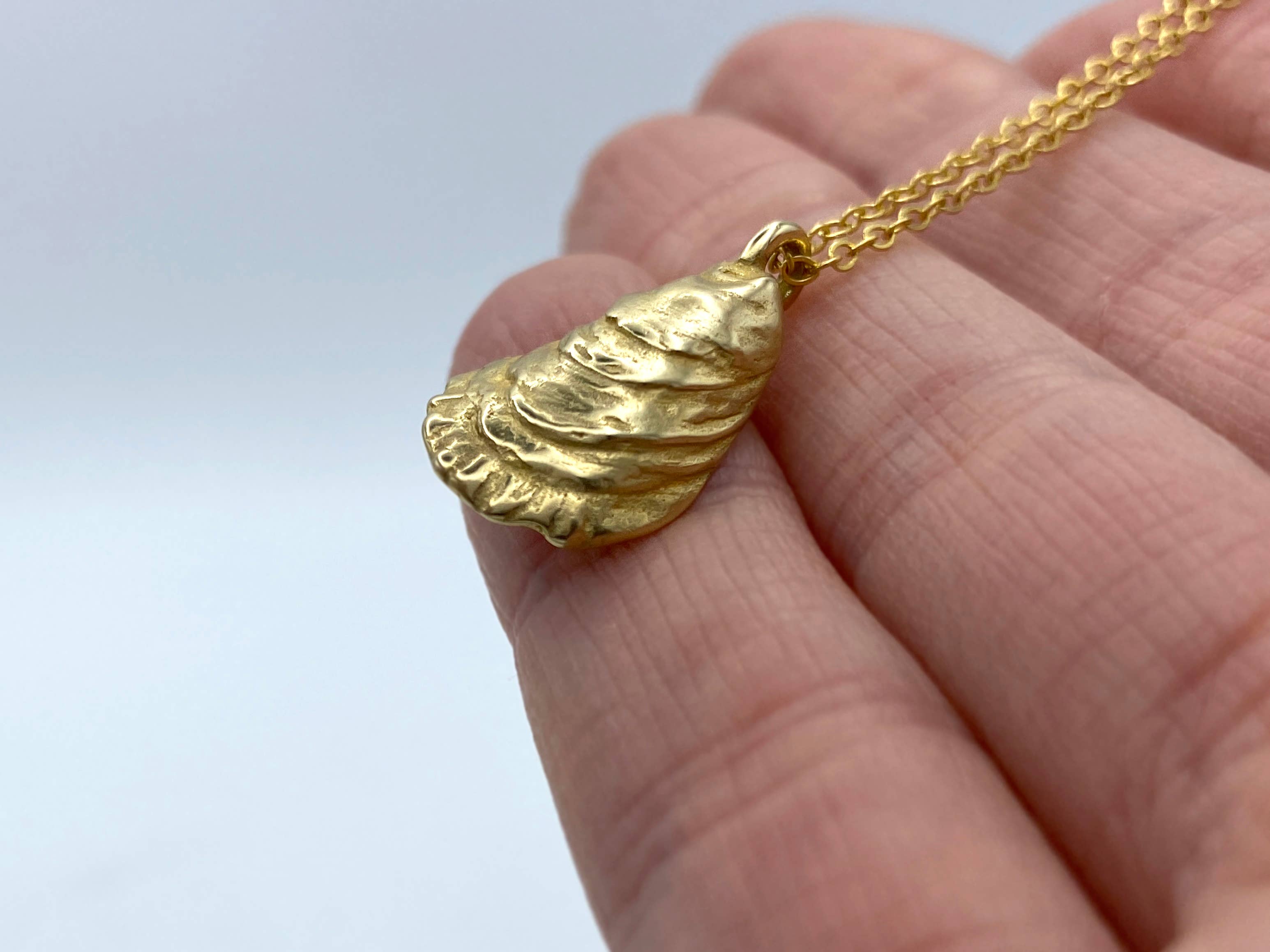 Blue Dot Jewelry - Wholesale Pendant/Charm Necklace - Bronze Oyster Shell Necklace with 14k Gold Filled Chain2