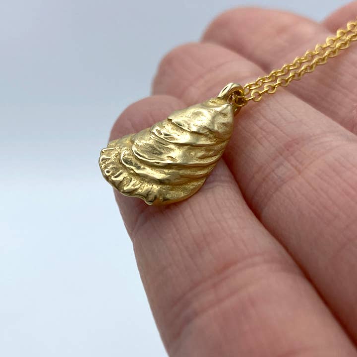Blue Dot Jewelry - Wholesale Pendant/Charm Necklace - Bronze Oyster Shell Necklace with 14k Gold Filled Chain2