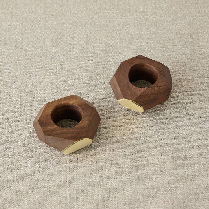 kanju Interiors – wholesale Napkin ring – Black Walnut and Brass Napkin Ring2