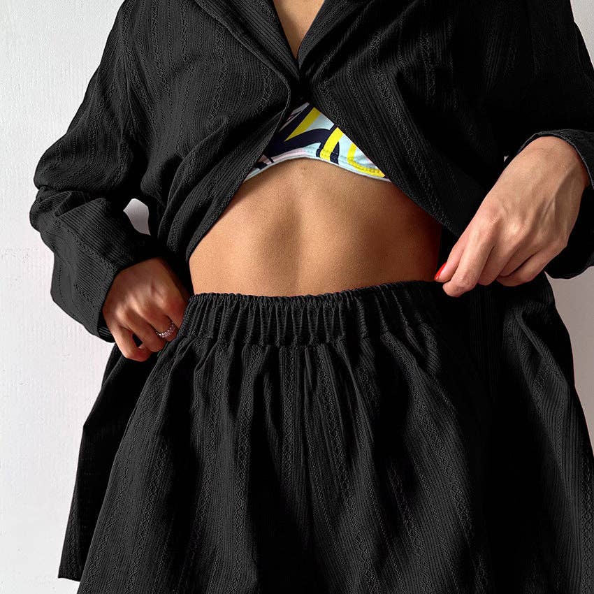 Dipped Shop – Engroshandel Pyjamasæt - Dame – Stribet Jacquard Blødt Nattøjssæt DPS223917