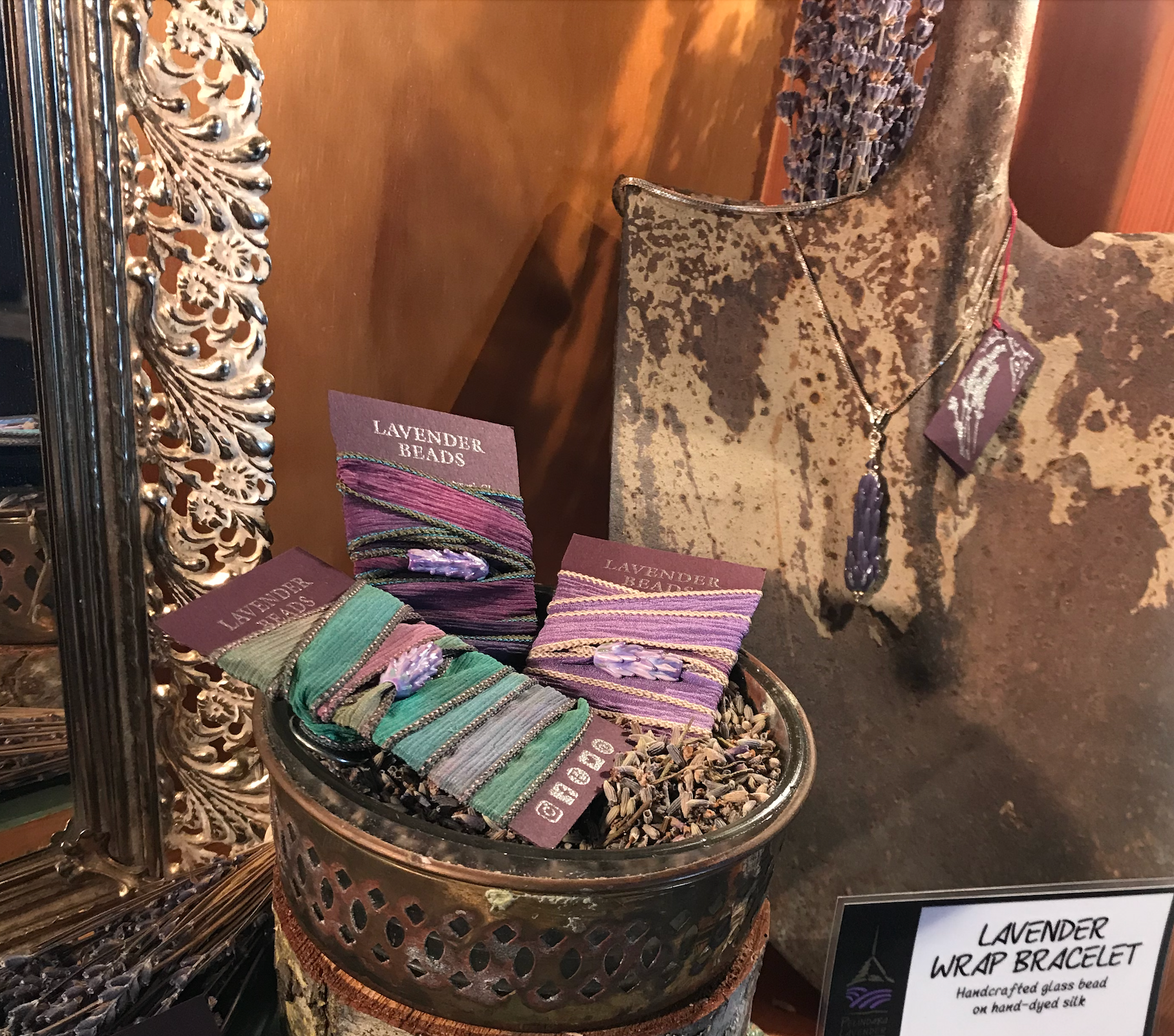 Lavender Beads - Wholesale Woven/Braided Bracelet - Lavender Wrap Bracelet, Purple Glass Flower, Adjustable Silk8