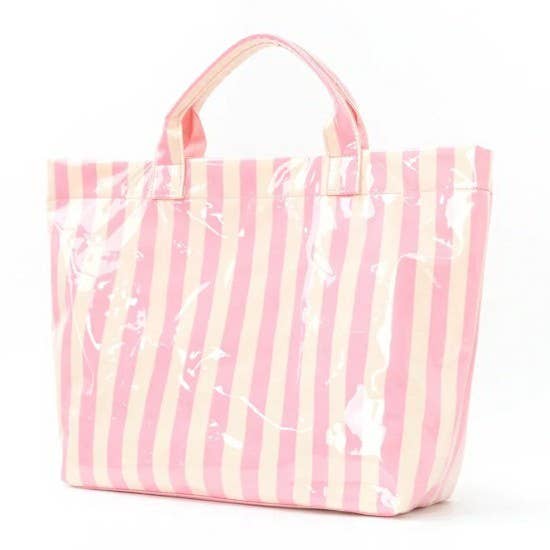 JOSSLYN by wall to wall - Wholesale Tote Bag - Women's - Large Striped Vinyl Tote Bags | 40P5952
