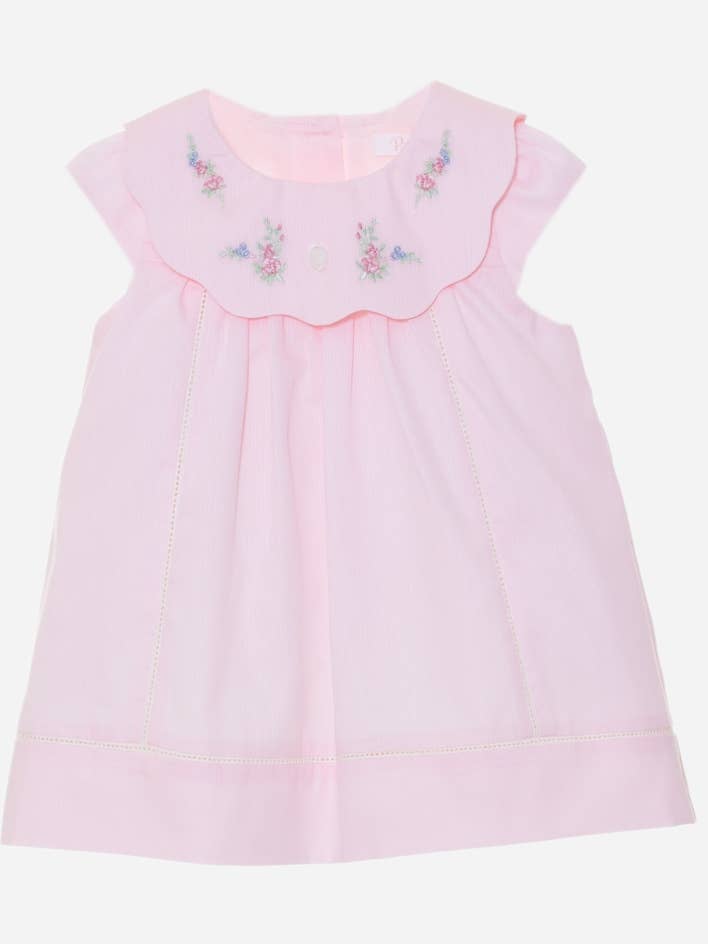 Ecru dress with floral embroidery for wholesale by Patachou