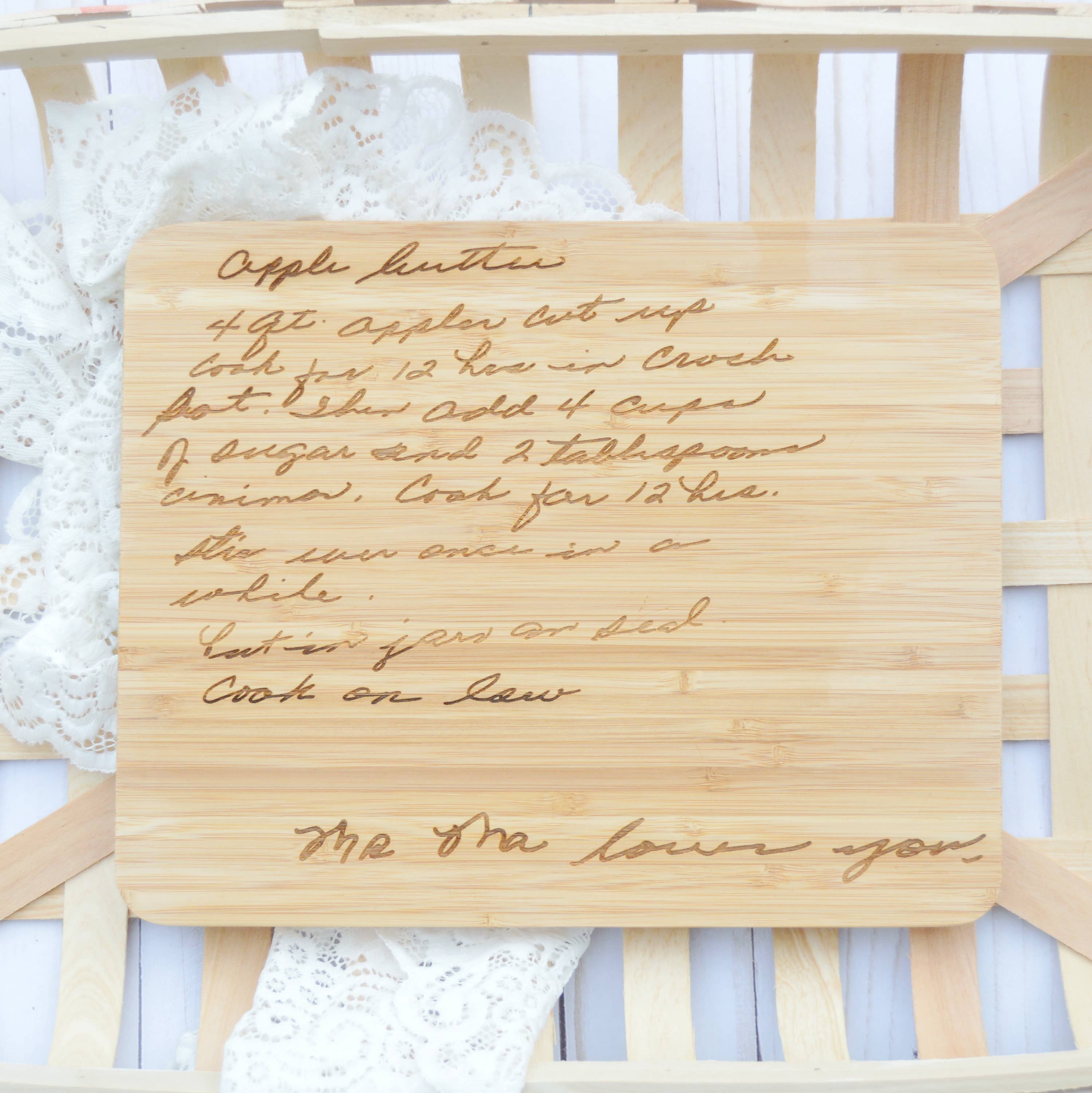 The Adorned Fox Home – Großhandel Schneidebretter – Individuell gestaltetes Schneidebrett mit handgeschriebenem Rezept – Lasergraviert1