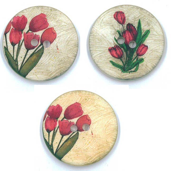 Set van 12 grote knopen met bloemenprint 70L (44 mm) - 3 modellen voor wholesale door NEMARK