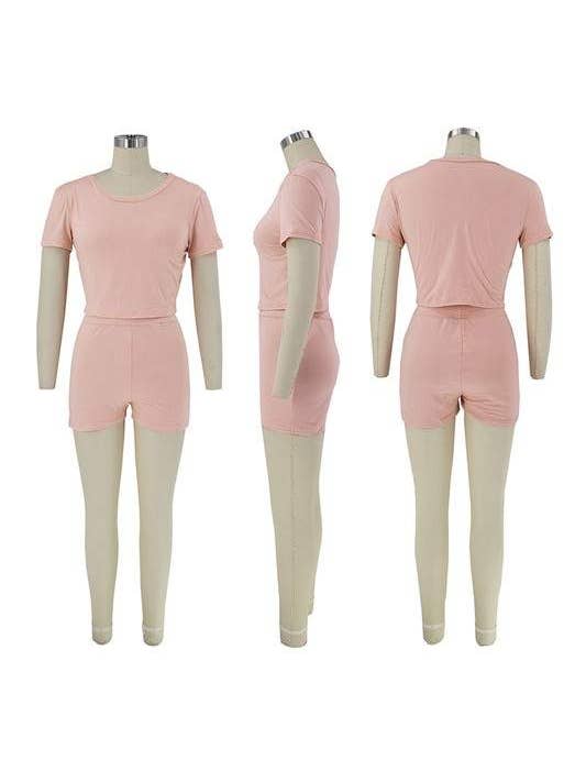 Fashion Combination - Wholesale Lounge set – Women's - casual tee and shorts set2