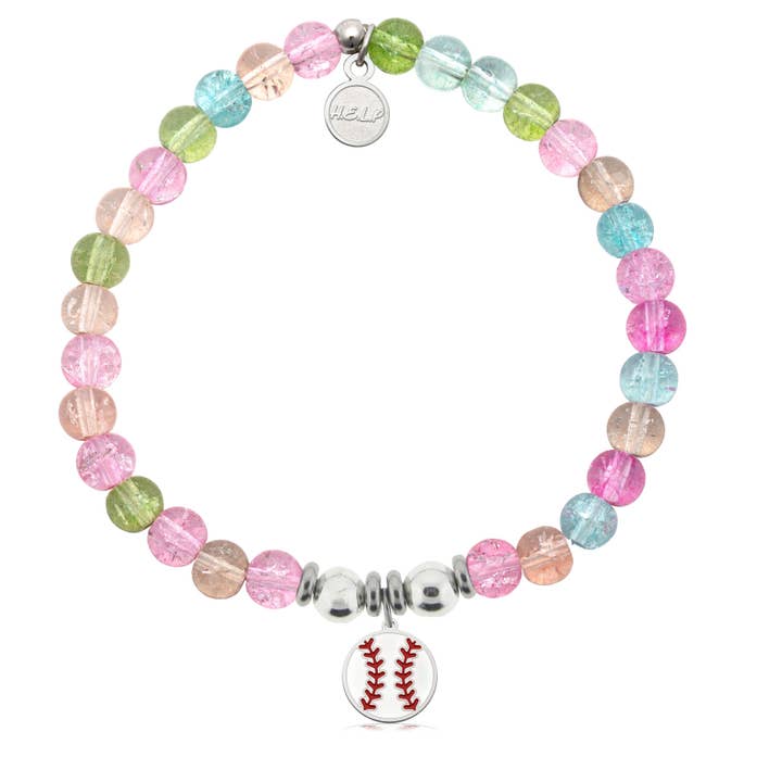 Charity-Armband aus Baseball-Kristall mit Kaleidoskop-Kristall für den Großhandel von H.E.L.P
