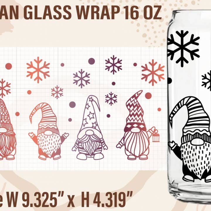 Beer Can Glass Iced Coffee Glass Gnomes Christmas can glass for wholesale by Dyno Kustom design