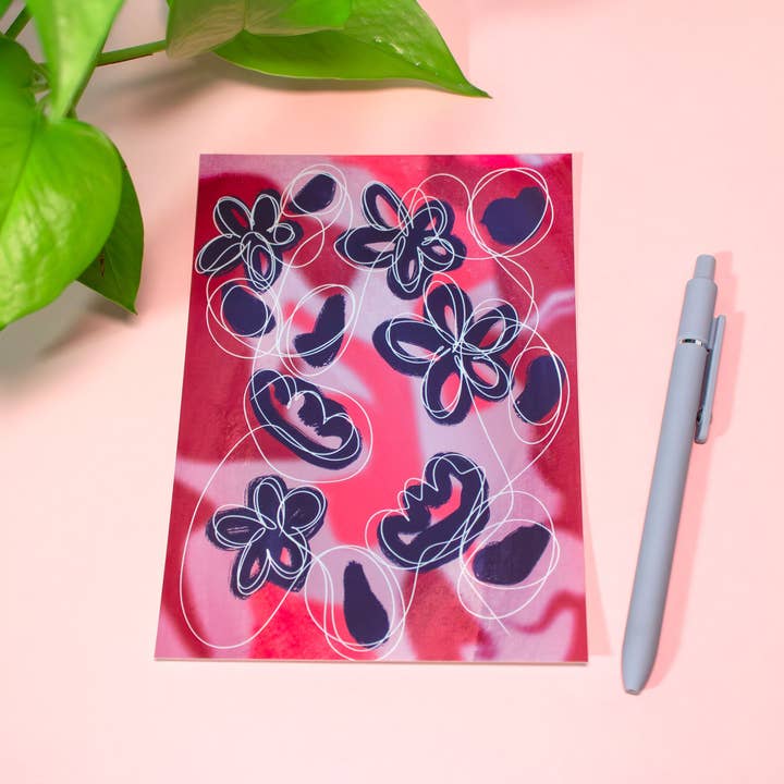 Blue Abstract Flowers Art Print for wholesale by Whimsydew Art