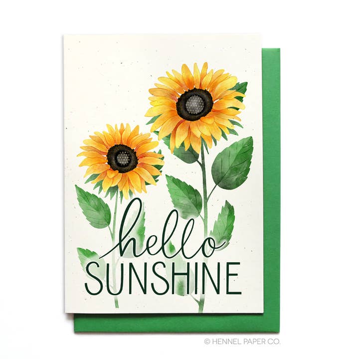 Hello Card - Hello Sunshine Sunflowers for wholesale by Hennel Paper Co.
