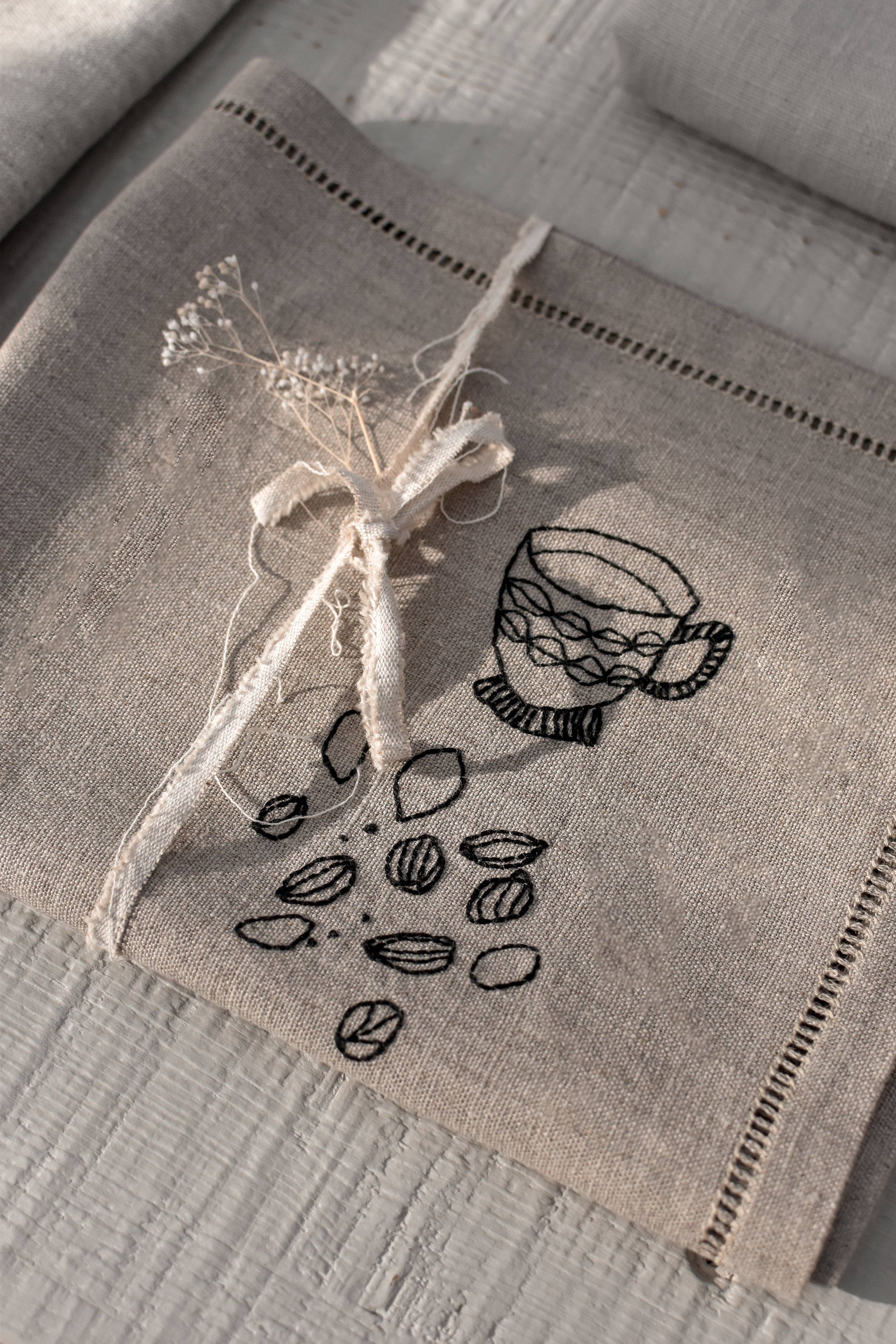 À bientôt - Vente Sets de table - Set de table en lin biologique Petit Dej en noir11