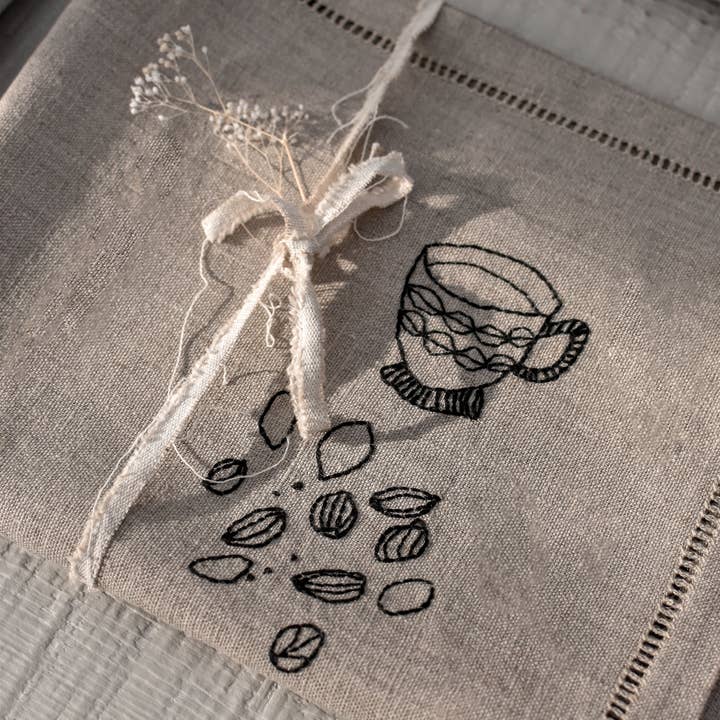 À bientôt - Vendita all'ingrosso Tovagliette - Tovaglietta in lino biologico Petit Dej nera11