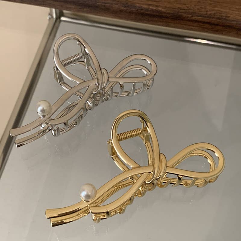 AK Brand - Wholesale Haarclip - Dames - Metallic Abstract Design Parel Strik Haarclip5