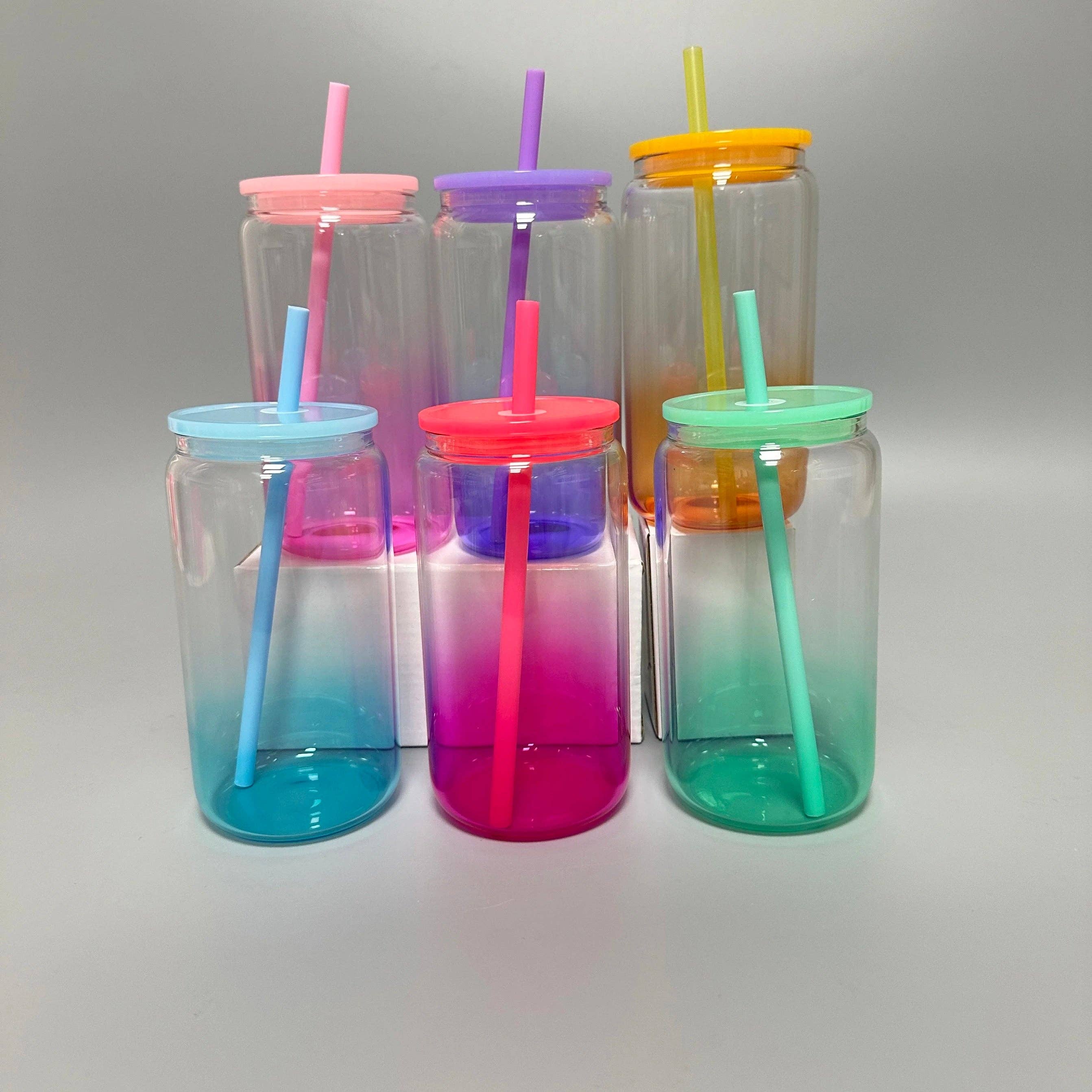 OMG Cups! - Wholesale Drinking Glass/Cup - Ombré 16oz Glass Cans3