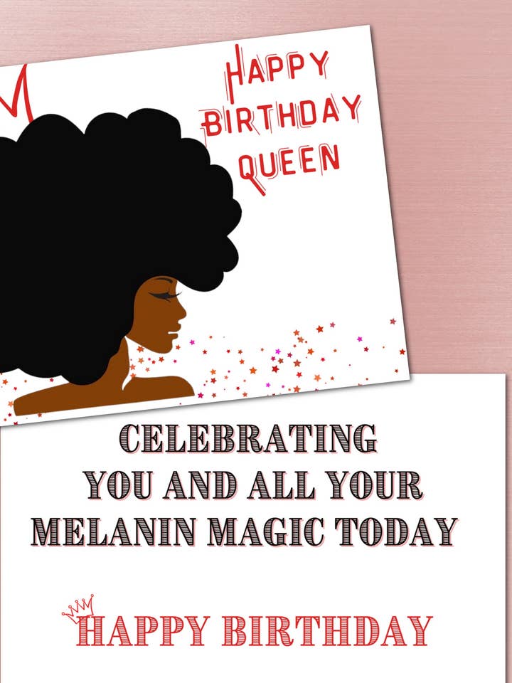 Melanin Magic dronning fødselsdagskort for engroshandel hos The Brown Girl Paper Company