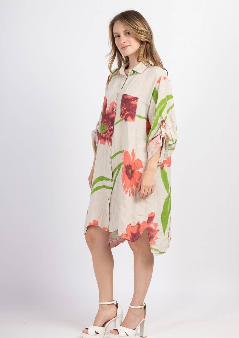 LINEN & COTTON HOUSE - Wholesale Button Down Shirt - Women's - 46102 FLORAL LINEN SHIRT19