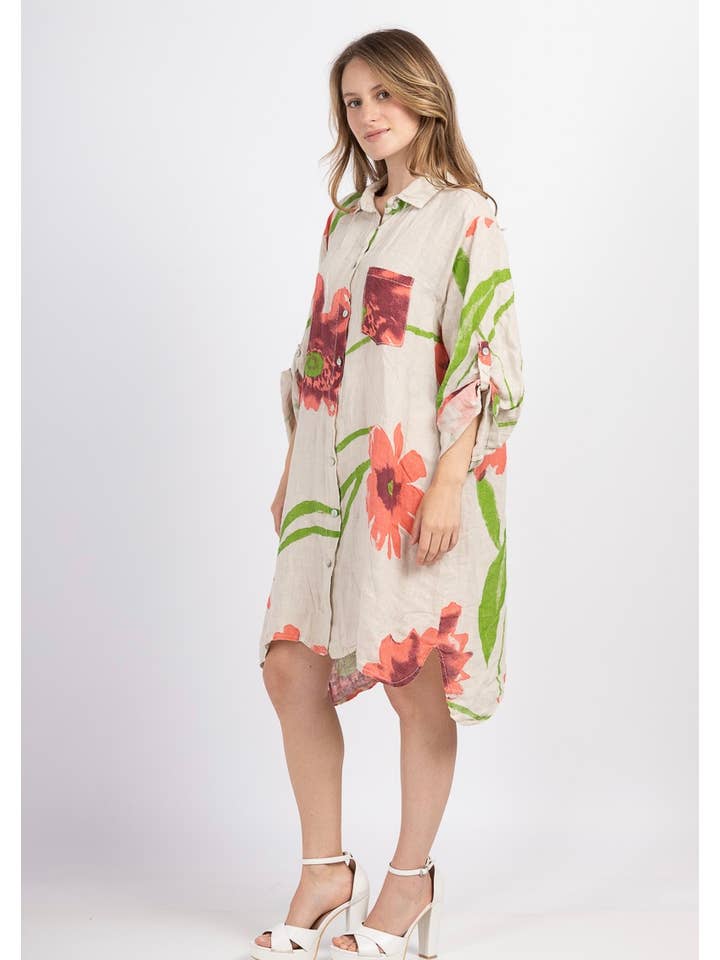 LINEN & COTTON HOUSE - Wholesale Buttoned-down shirt – Women's - 46102 FLORAL LINEN SHIRT19