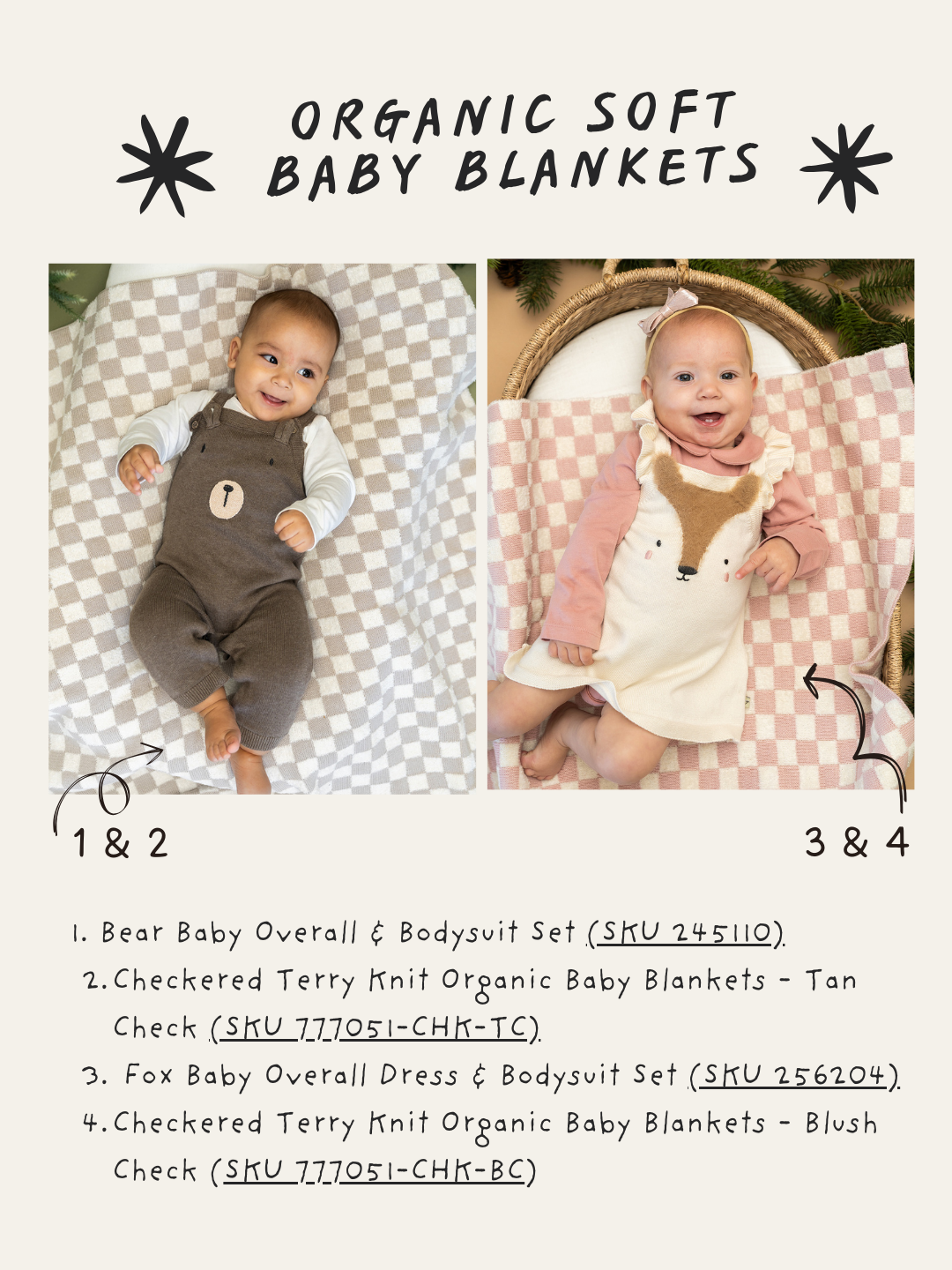 Viverano Organics - Venta al por mayor Manta de cama - Niños y bebés - A cuadros - Manta de bebé de punto de rizo (Orgánica)12