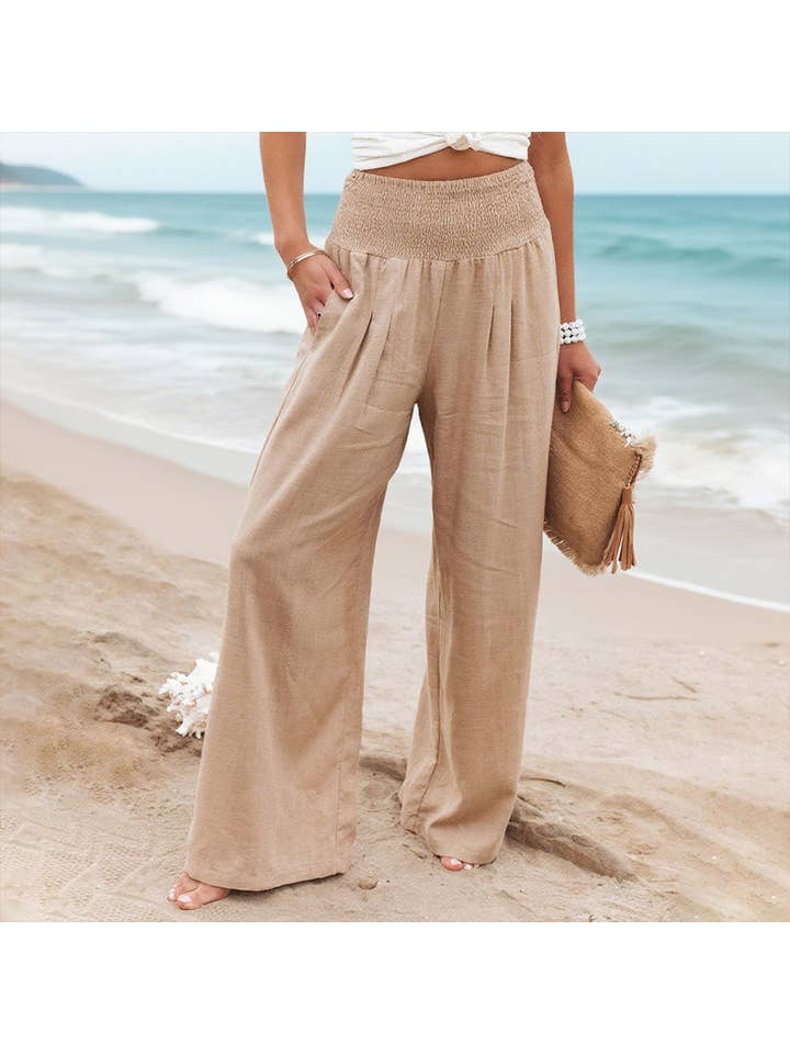 Lily Clothing - Wholesale Pants - Women's - Cotton and linen loose-fitting wide-leg pants10