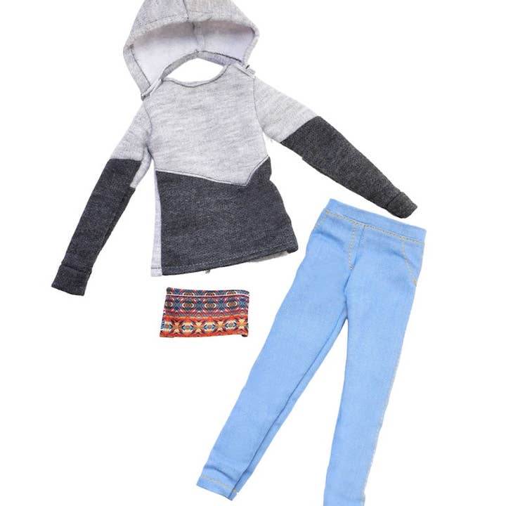 Pack de moda con sudadera con capucha Gray Day Chillin' y braga azteca para venta al por mayor de Fresh Dolls