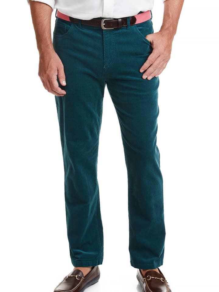 Wayfarer Pinwale Corduroy broek Hunter met 5 zakken voor wholesale door Castaway Clothing Nantucket Island