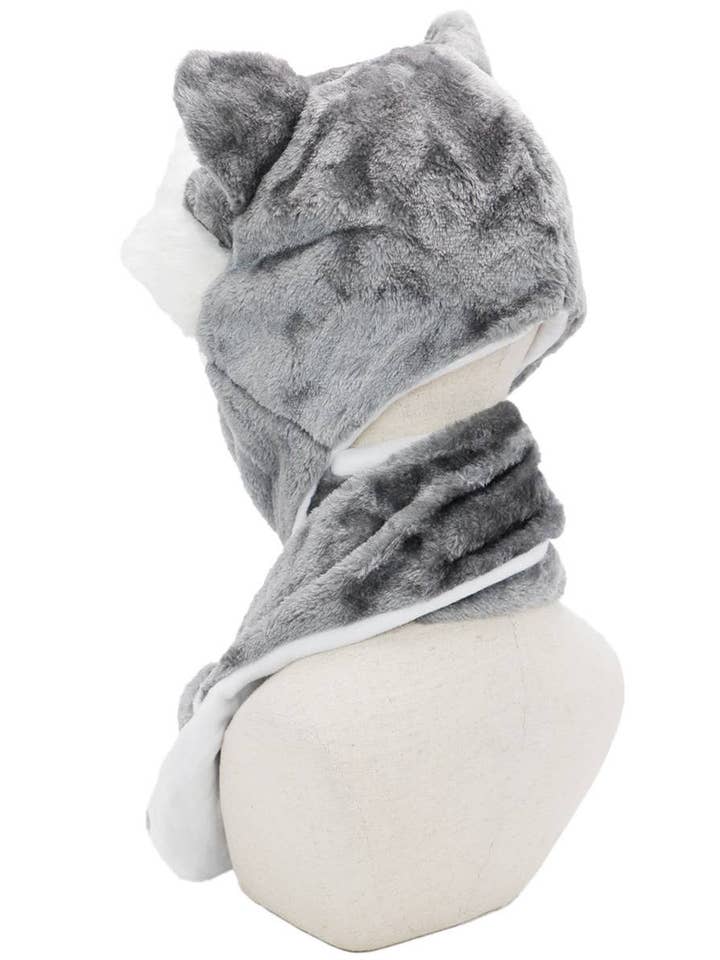 ASSORTED Animal Pals Fuzzy Plush Hat With Long Ear Flaps for wholesale on Faire5