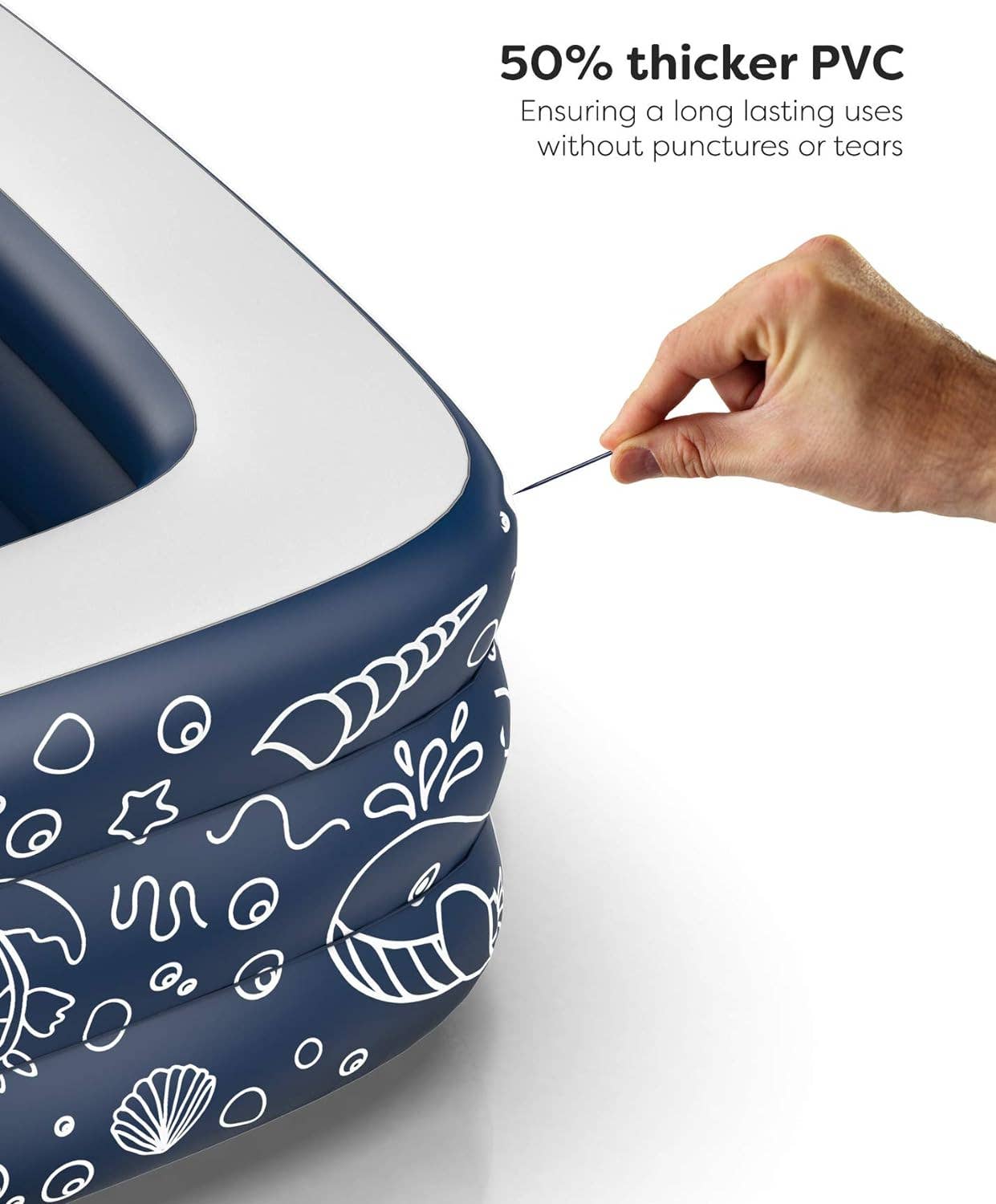 Infinite Basics - Vente Jeu gonflable - Piscine gonflable XL pour enfants, adultes et famille, bleu foncé (3,05 x 1,83 m, profondeur 56 cm)4