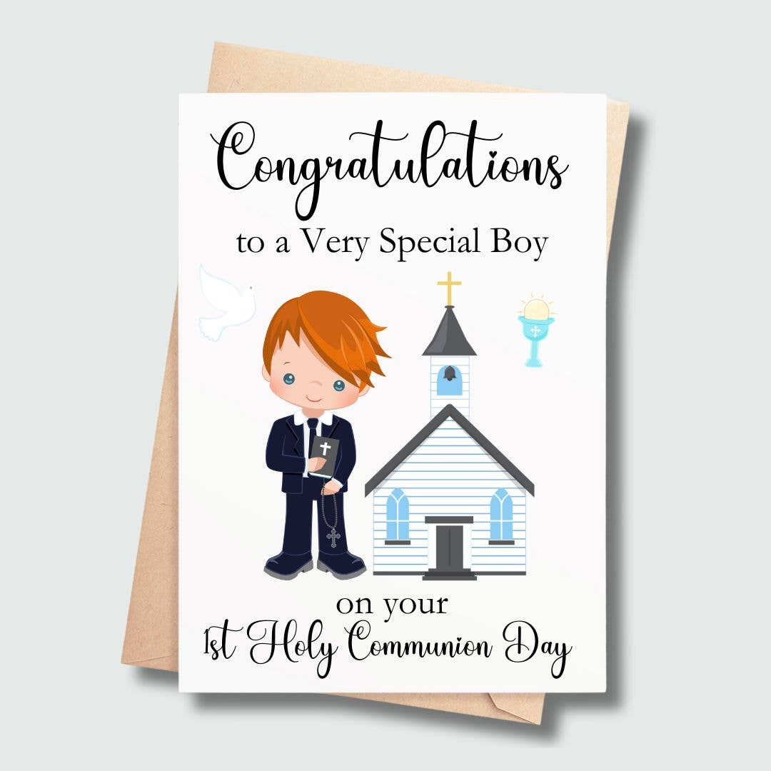 SP Gifts – wholesale Konfirmationskort – Första Heliga Kommunionen Kort – Pojkar Rött Hår – Irländskt Tillverkad0